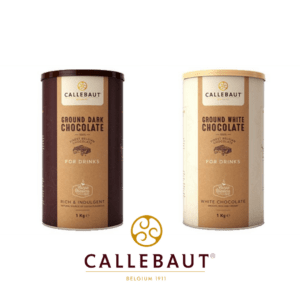 Callebaut ground dark & white chocolate drink.